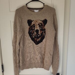 Old Navy Beige Bear Graphic Crewneck Sweater